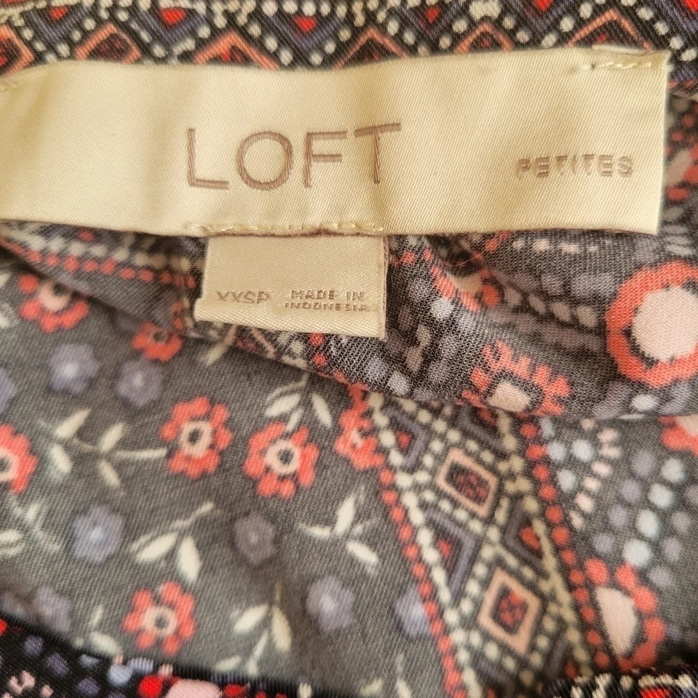 LOFT Black Boho Print Dress Size‎ XXS Petite